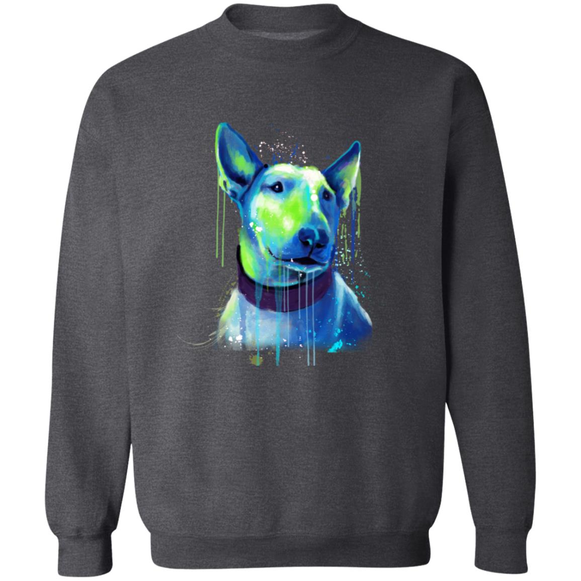Neon green and blue Splash Art Bull Terriers dog Unisex Crewneck Sweatshirt-Family-Gift-Planet