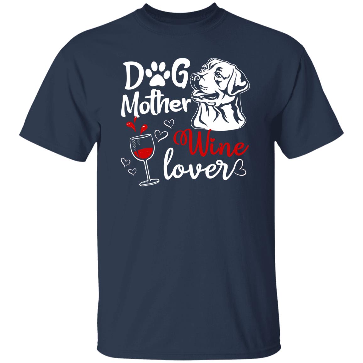 Dog mother wine lover Unisex t-shirt gift dog mom tee black navy dark heather-Family-Gift-Planet