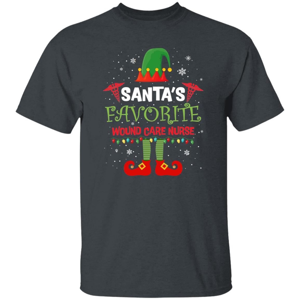 Santa's Favorite Wound Care Nurse Christmas Unisex Shirt Black Dark Heather-Family-Gift-Planet