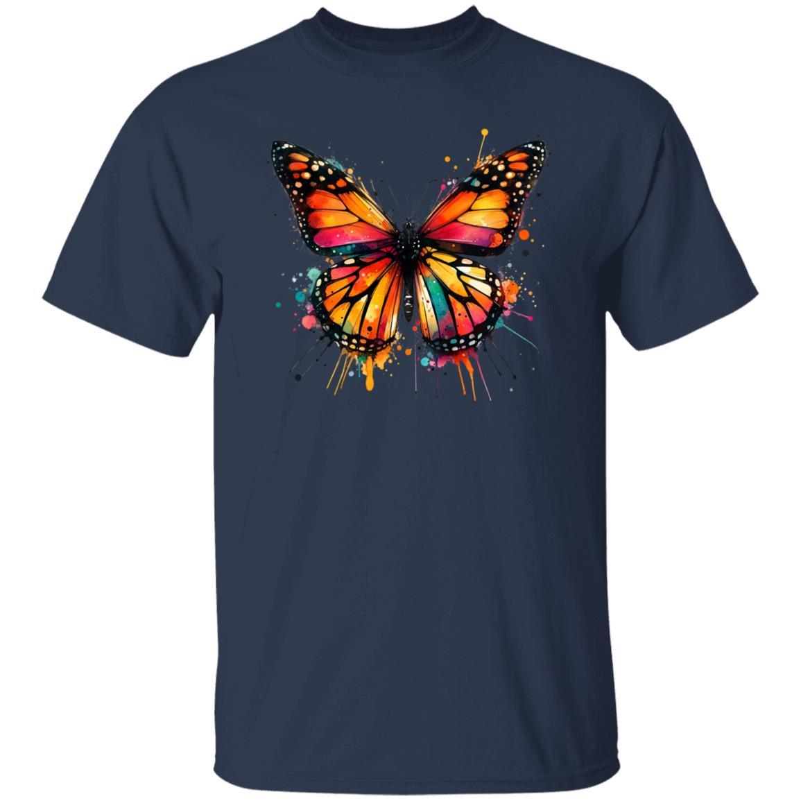 Monarch Color Splash Unisex T-Shirt Black Navy Dark Heather-Family-Gift-Planet