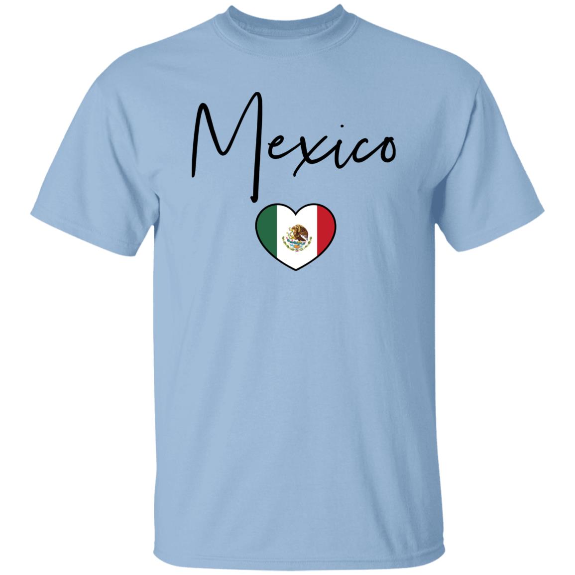 Mexico flag heart Unisex T-shirt Mexico love tee White Sand Blue-Light Blue-Family-Gift-Planet