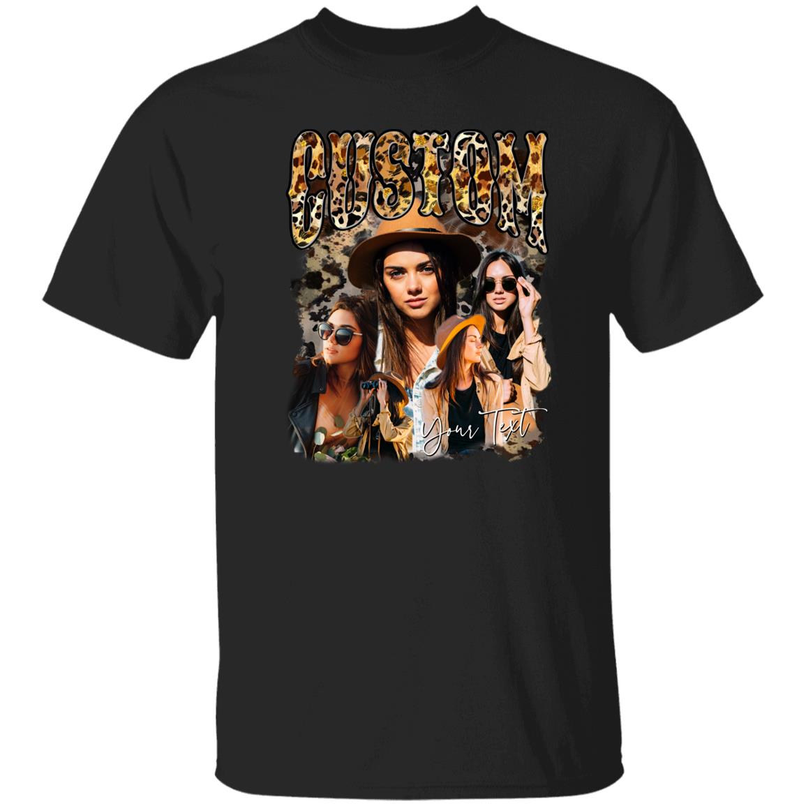 Custom Texas Girl Unisex T-Shirt Your pictures Leopard skin cool girl tee Black Navy Dark Heather-Family-Gift-Planet