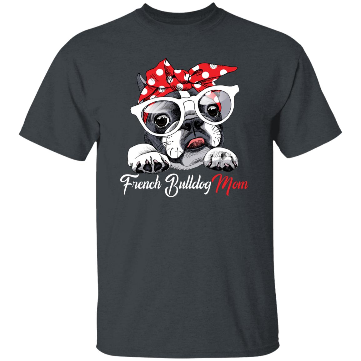 French Bulldog Mom Unisex T-Shirt gift French bulldog mama tee black dark heather-Family-Gift-Planet