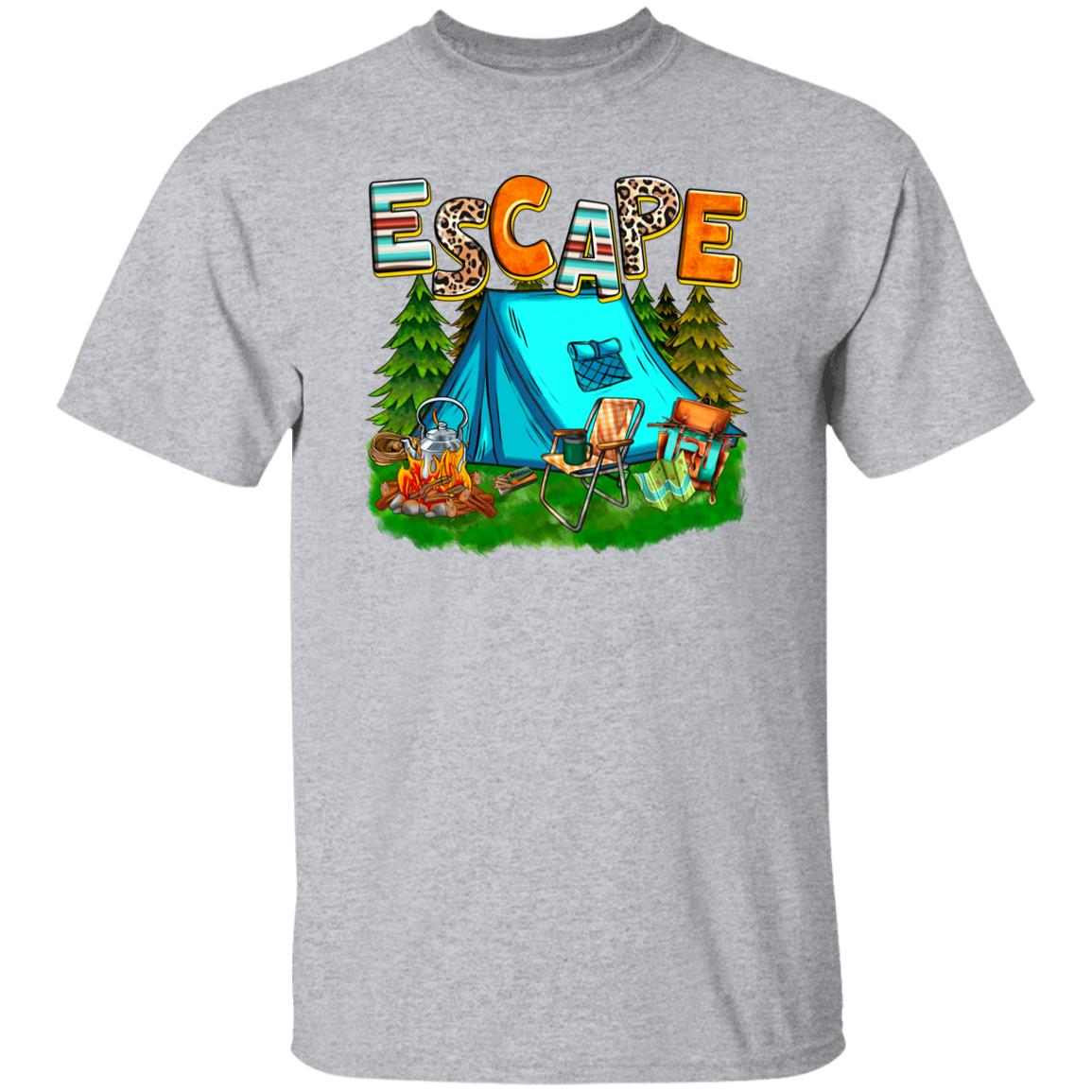 Escape camping T-Shirt gift Tent Bonfire Social distance Camper Unisex Tee Sand White Sport Grey-Family-Gift-Planet