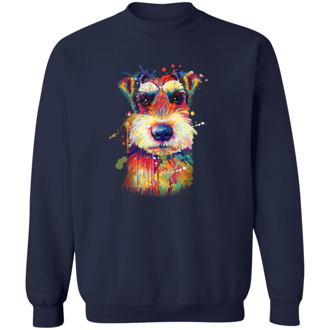 Abstract Schnauzer dog Unisex Crewneck Sweatshirt with expressive splashes-Family-Gift-Planet