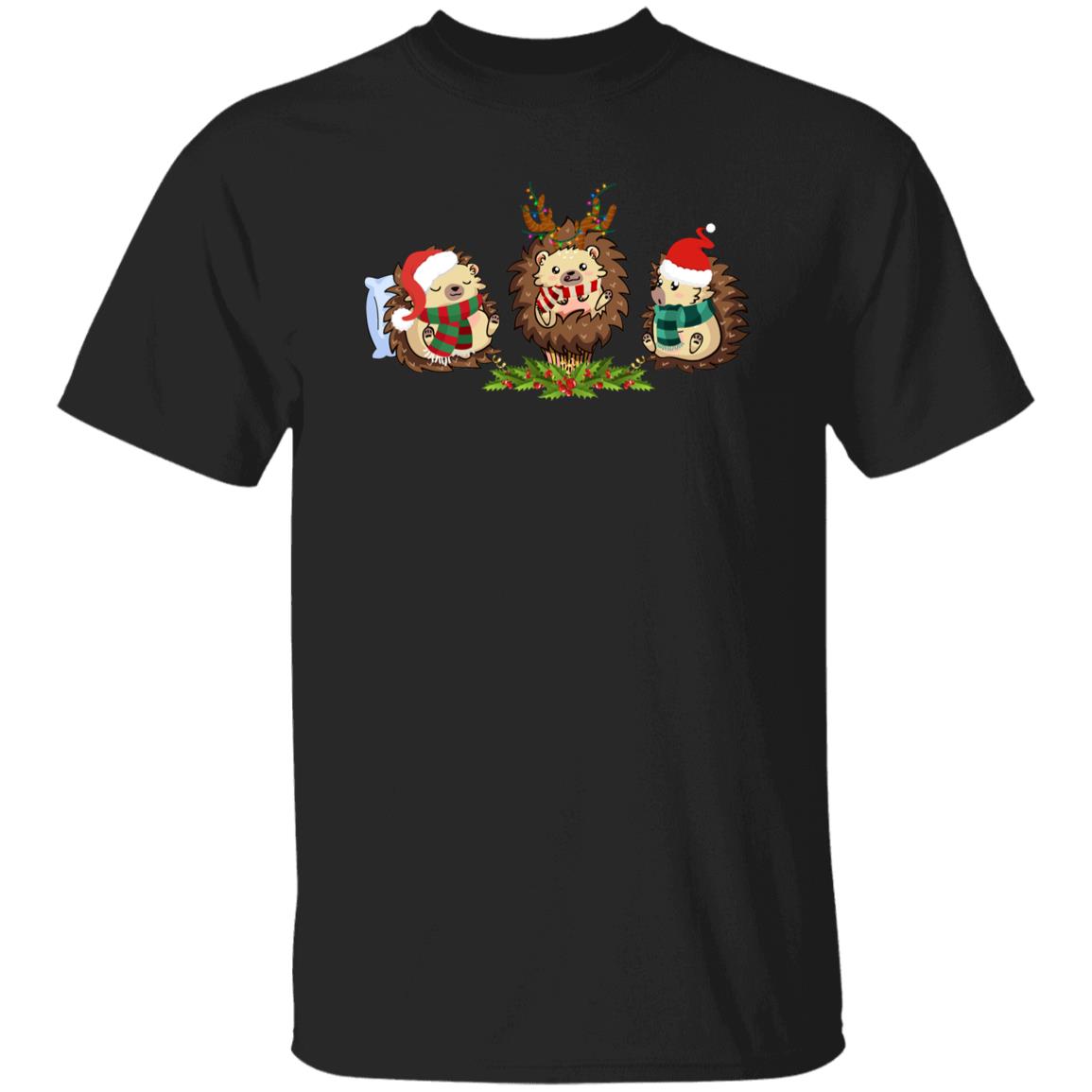Hedgehogs Christmas Unisex shirt hedgehog lover Holiday tee Black Dark Heather-Family-Gift-Planet