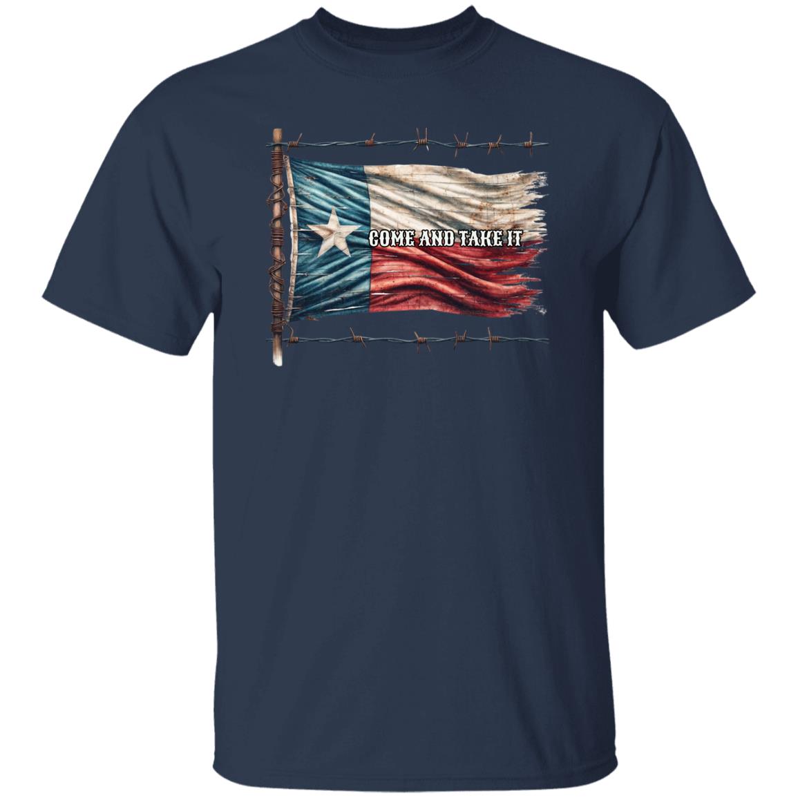 Come and Take it Texas flag Unisex Tshirt Texas support tee Black Navy Dark Heather-Family-Gift-Planet
