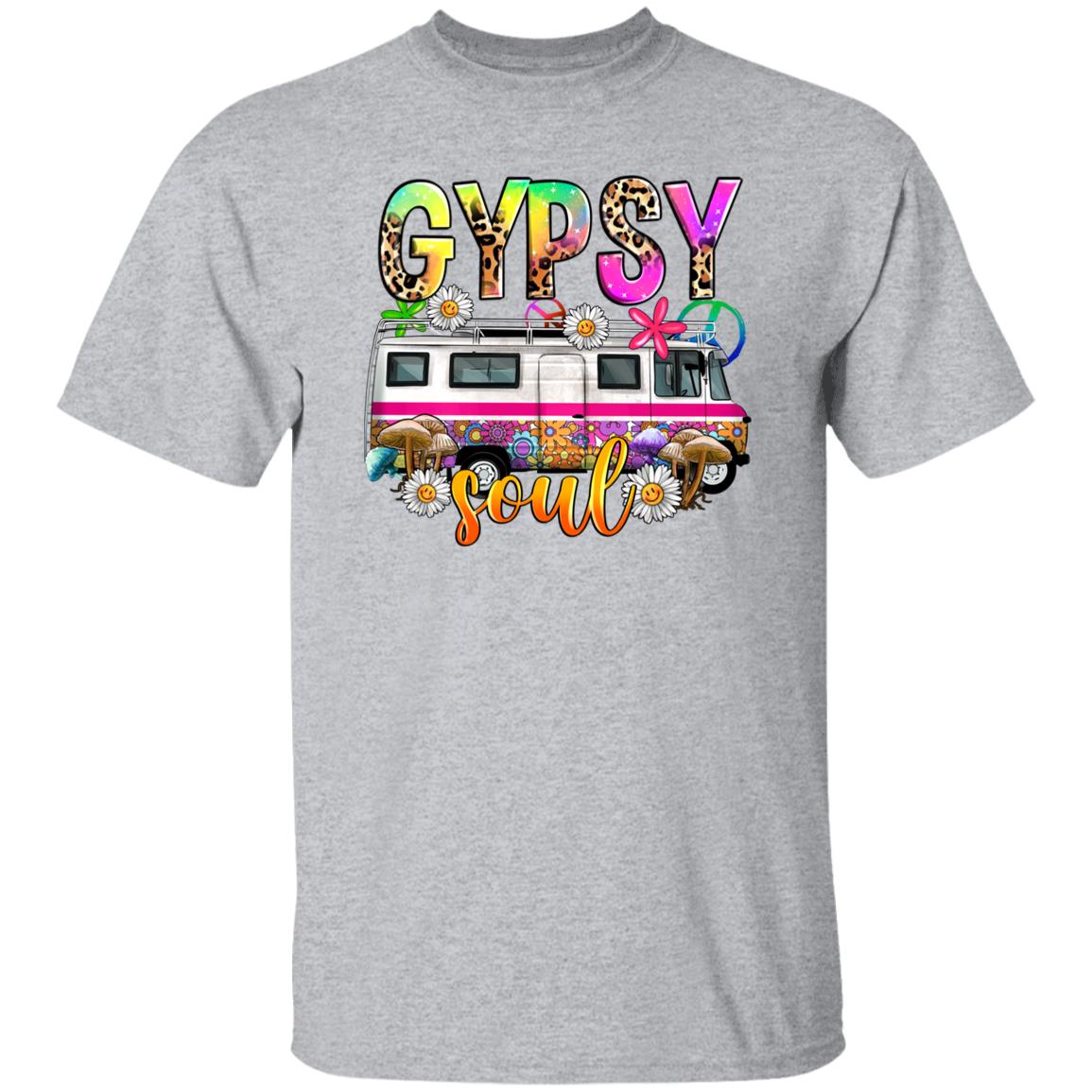 Gypsy soul T-Shirt gift Hippy travel bus peace flowers Unisex tee Sand White Sport Grey-Family-Gift-Planet