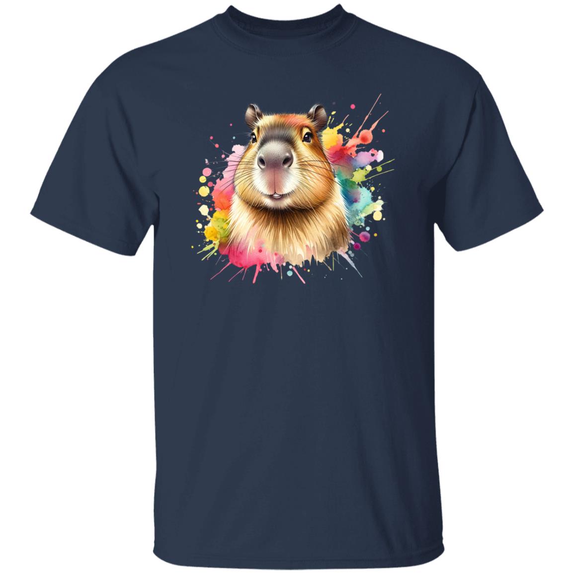 Capybara Color Splash Unisex T-Shirt Black Navy Dark Heather-Family-Gift-Planet