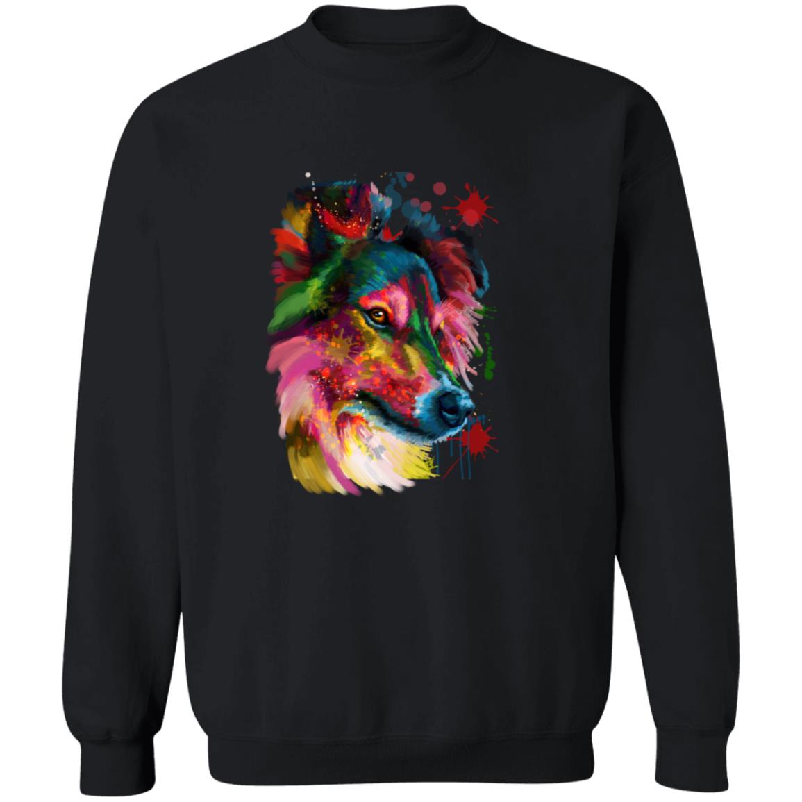 Abstract Sheltie dog Unisex Crewneck Sweatshirt with expressive splashes-Family-Gift-Planet