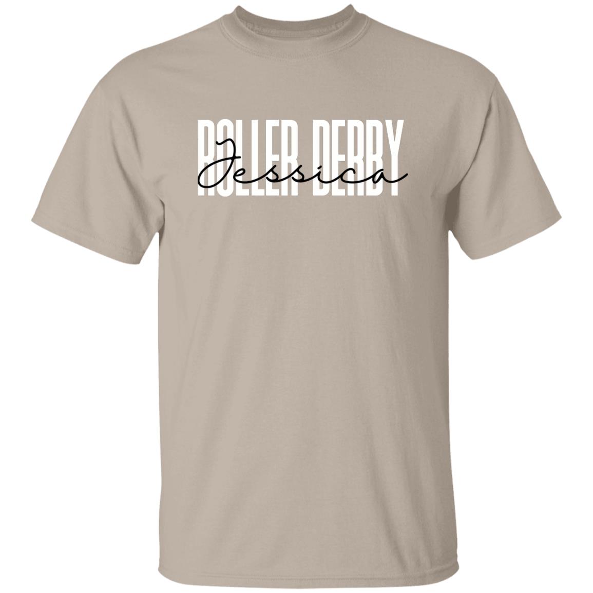 Personalized Roller derby T-shirt gift Custom name Roller derby coach Unisex Tee Sand Pink Light Blue-Family-Gift-Planet