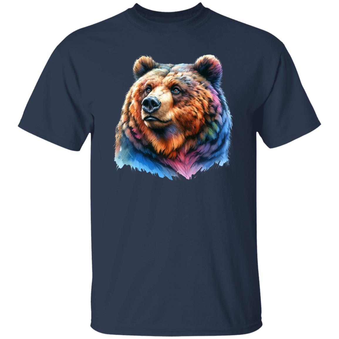 Grizzly artistic colorful Unisex T-shirt Black Navy Dark Heather-Family-Gift-Planet