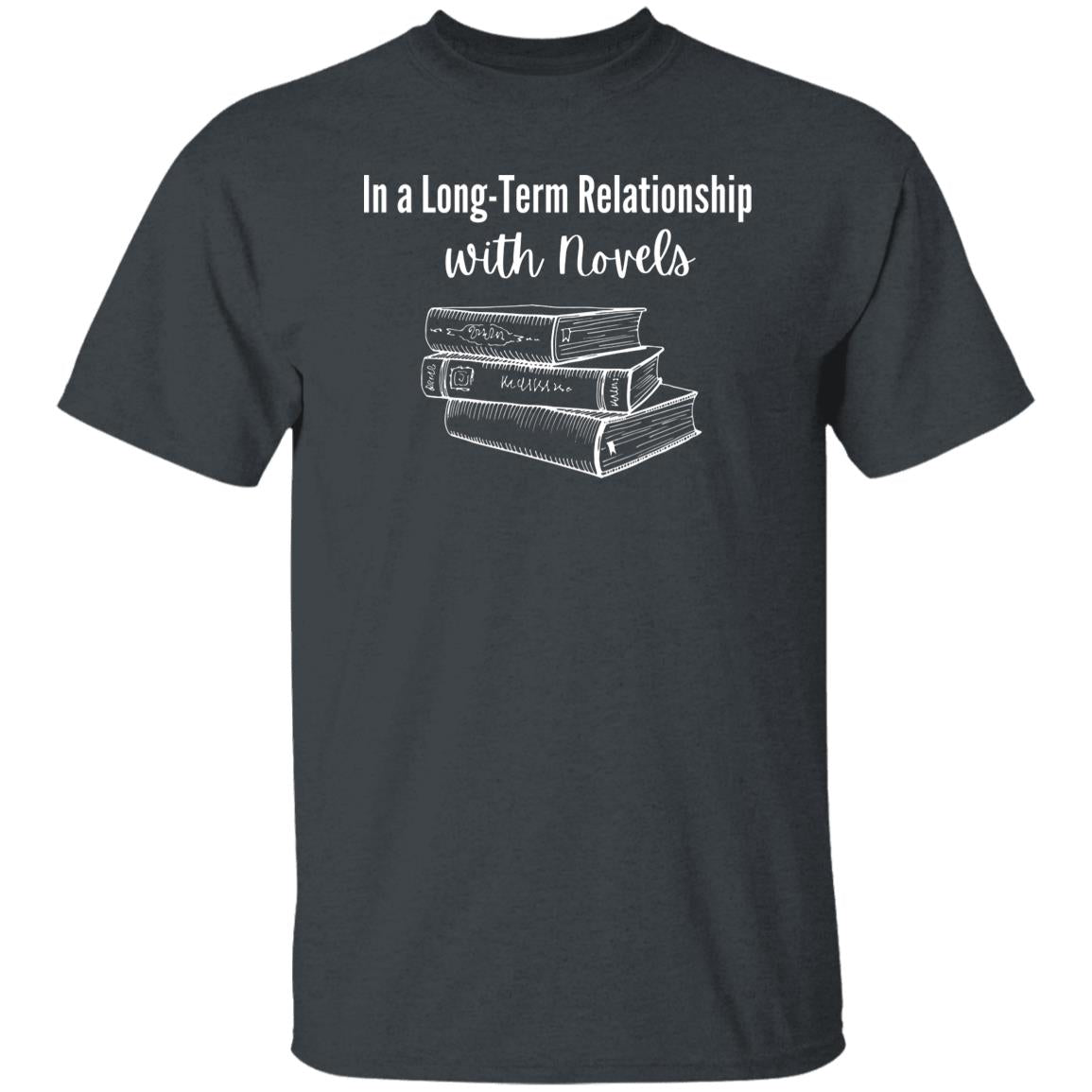 In a Long-term relationship with novels Unisex Tshirt book lover tee Black Dark Heather Navy-Dark Heather-Family-Gift-Planet