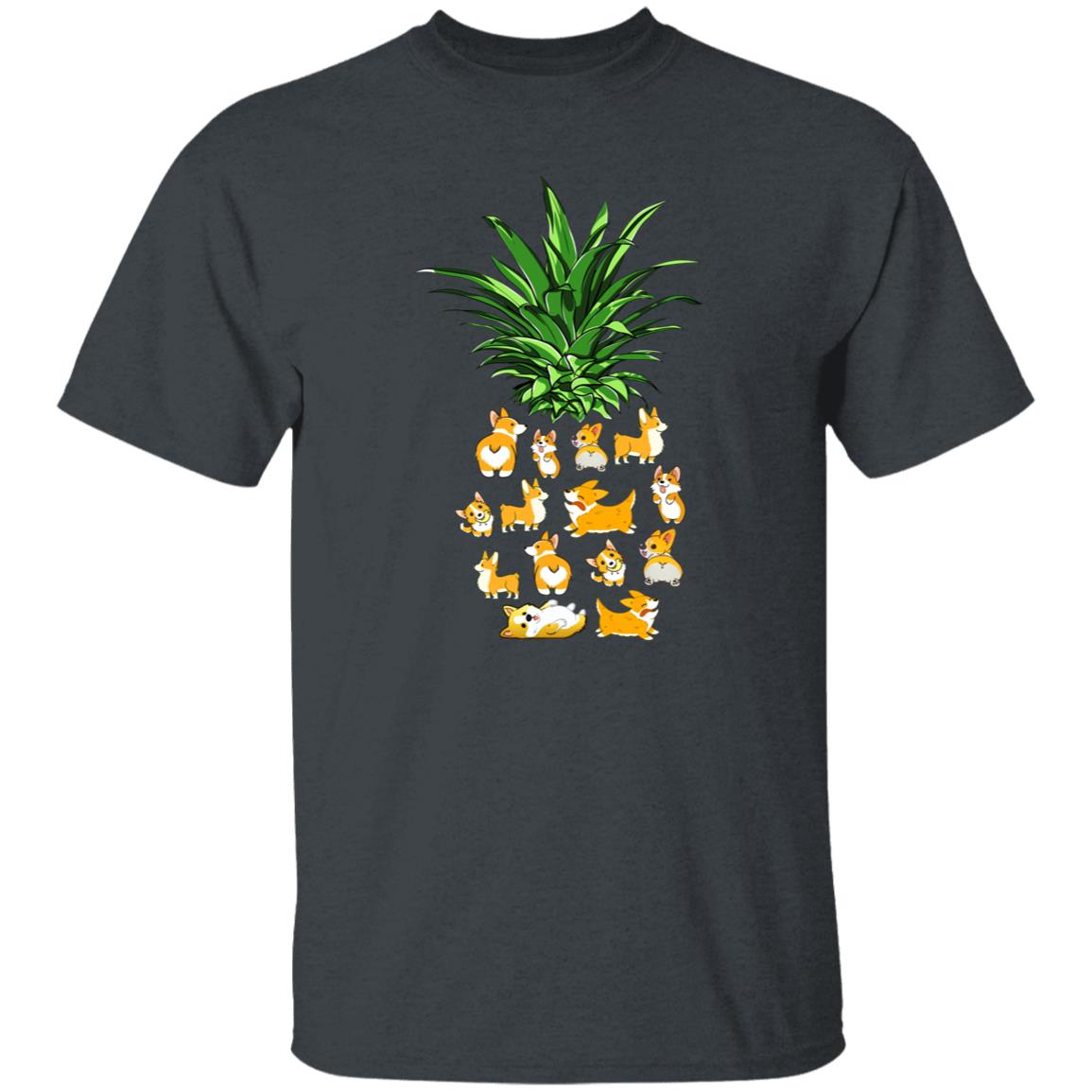 Corgi Pineapple Unisex T-Shirt gift Corgi dog owner tee black dark heather-Family-Gift-Planet