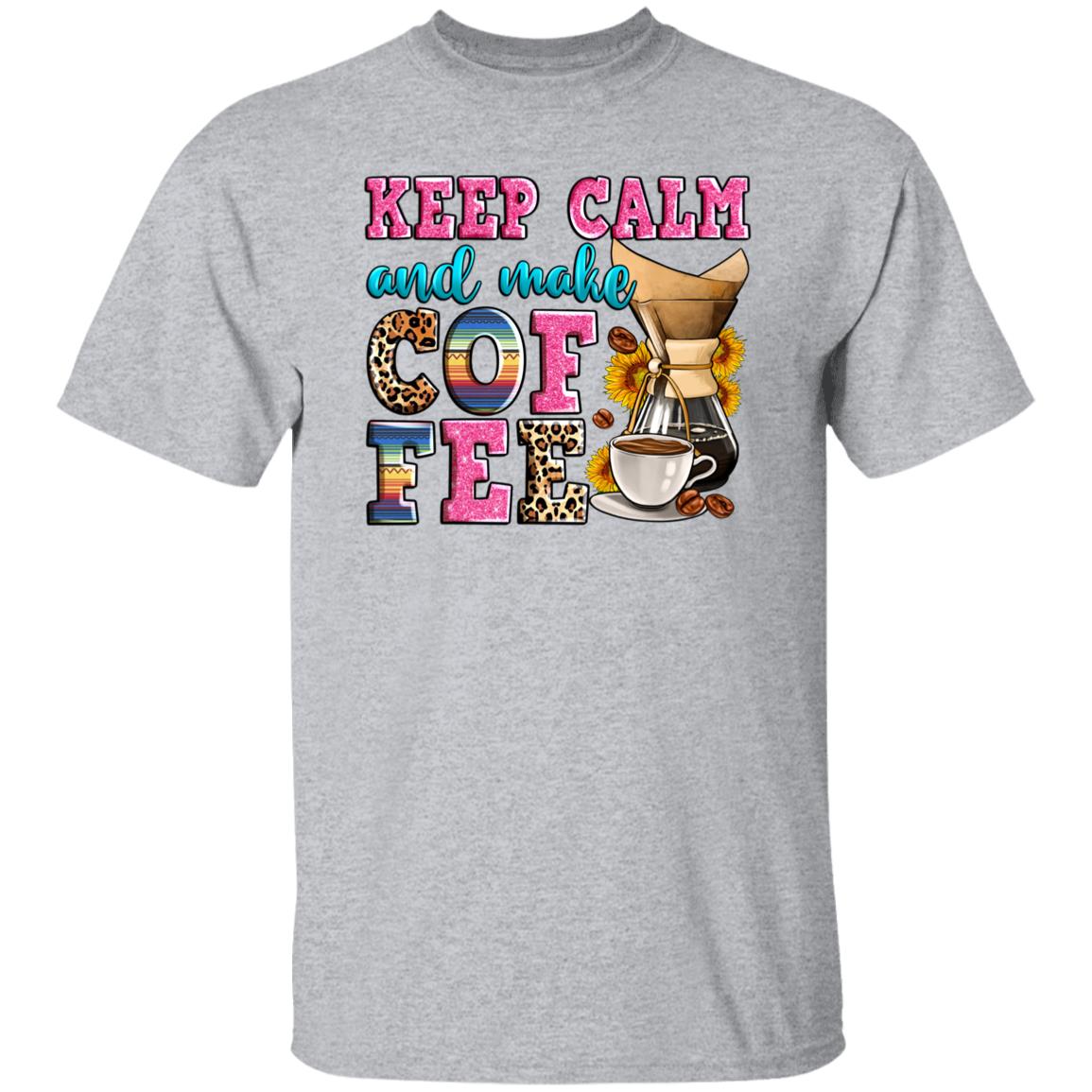 Keep calm and make coffee T-Shirt gift Coffee lover Unisex tee Sand White Sport Grey-Family-Gift-Planet
