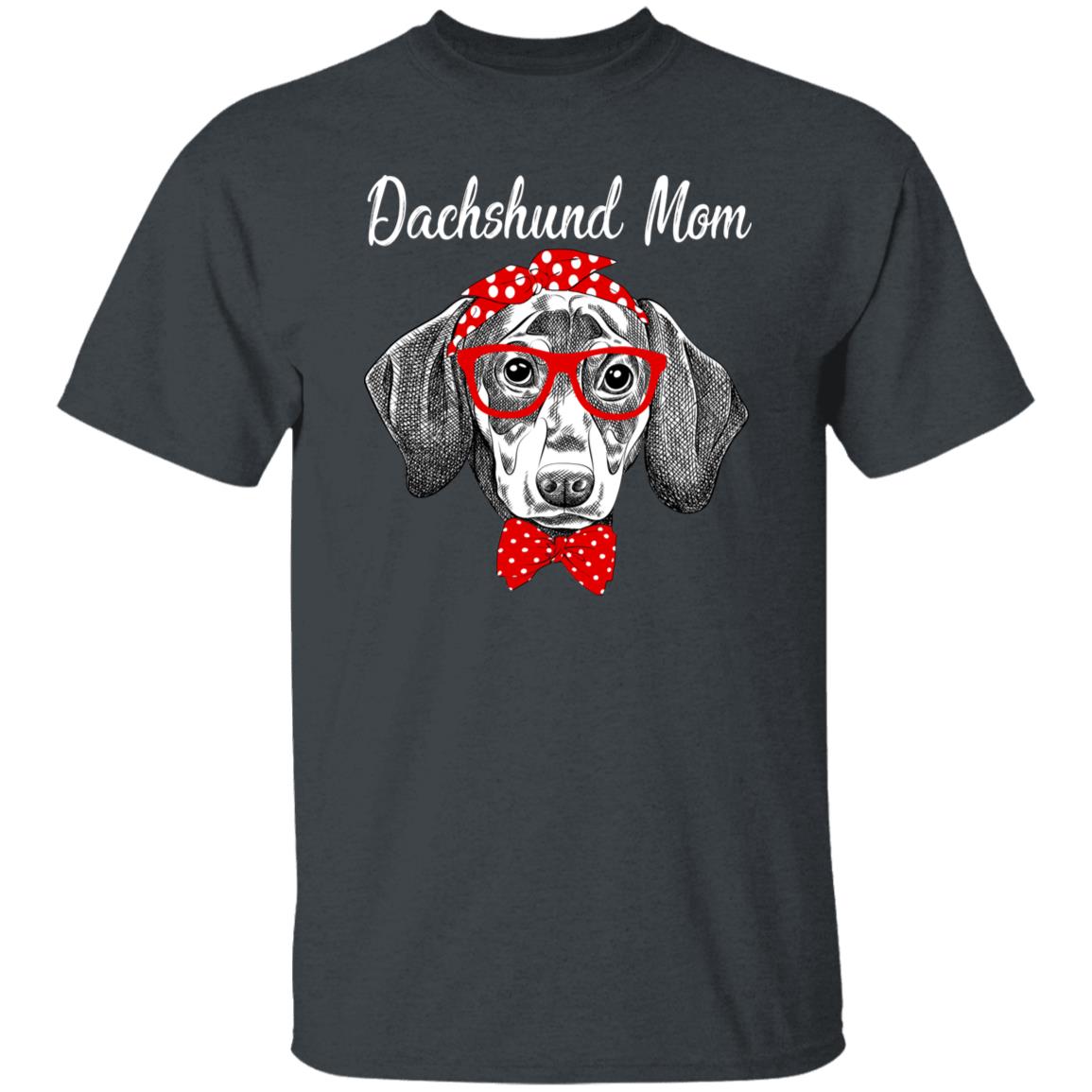 Cute Dachshund Mom Unisex T-Shirt gift Dachshund dog owner tee black dark heather-Family-Gift-Planet
