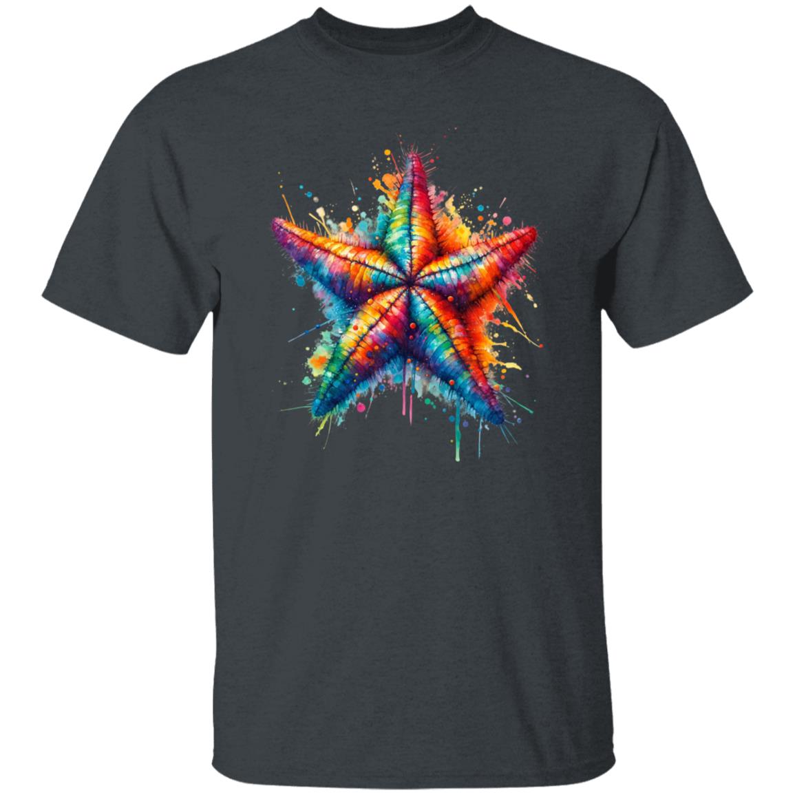 Artistic Sea Star Color Splash Unisex T-shirt Black Navy Dark Heather-Family-Gift-Planet