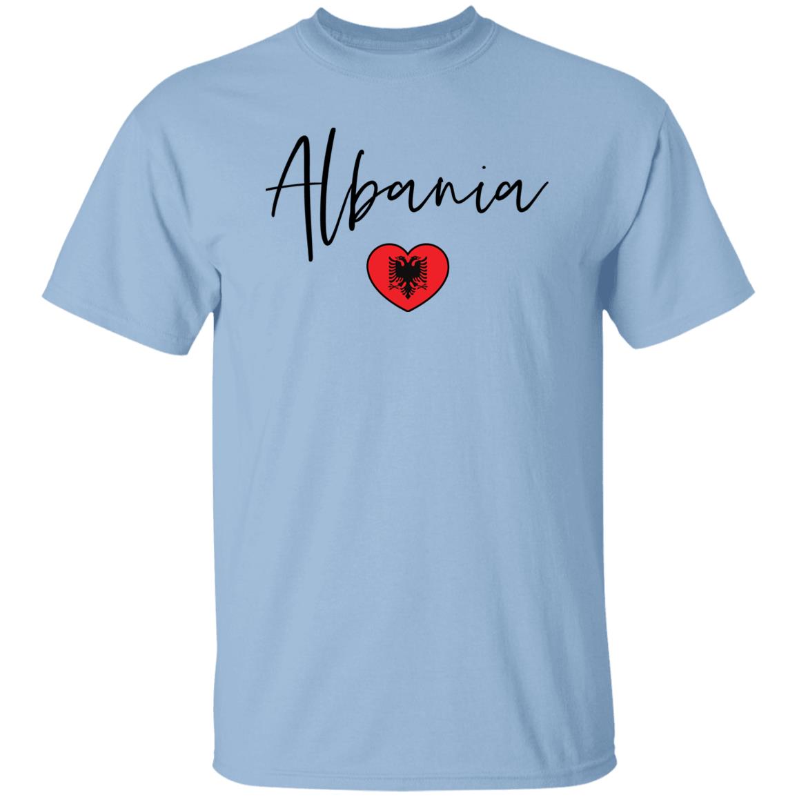 Albania flag heart Unisex T-shirt Albania love tee White Sand Blue-Family-Gift-Planet