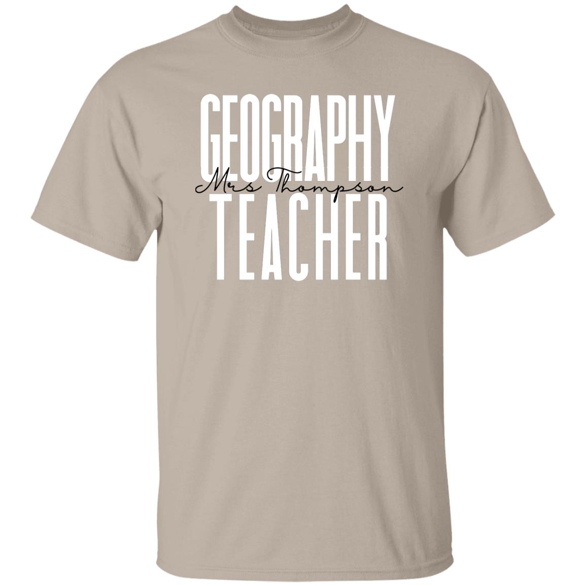 Personalized Geography teacher Unisex T-shirt Custom Name Sand Blue Pink-Family-Gift-Planet