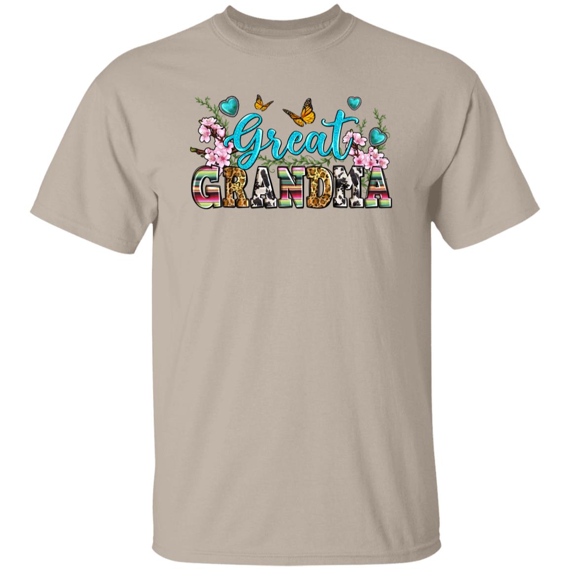 Great Grandma flowers T-Shirt gift Great grandmother floral Unisex tee Sand White Sport Grey-Family-Gift-Planet