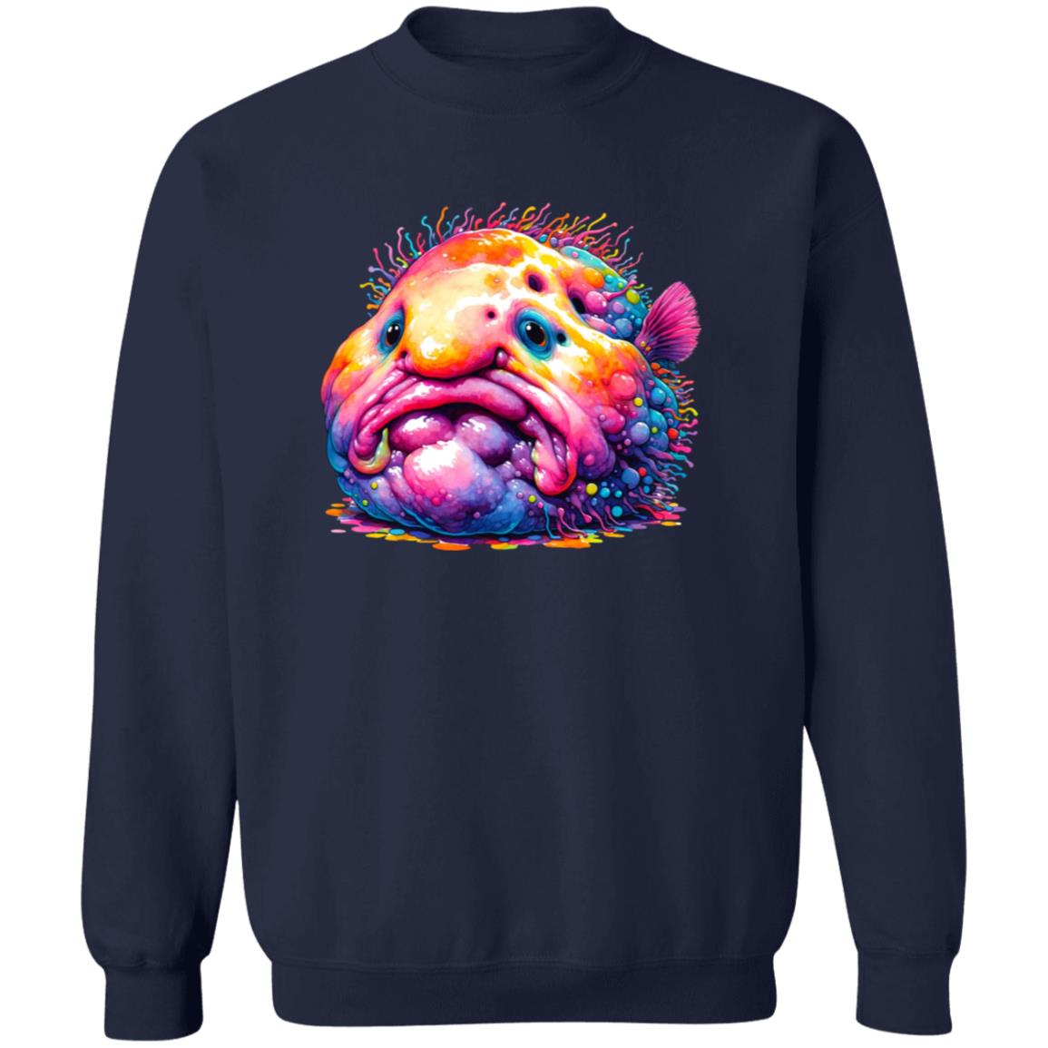 Blobfish Color Splash Unisex Sweatshirt abstract Blobfish tee Black Navy Dark Heather-Family-Gift-Planet