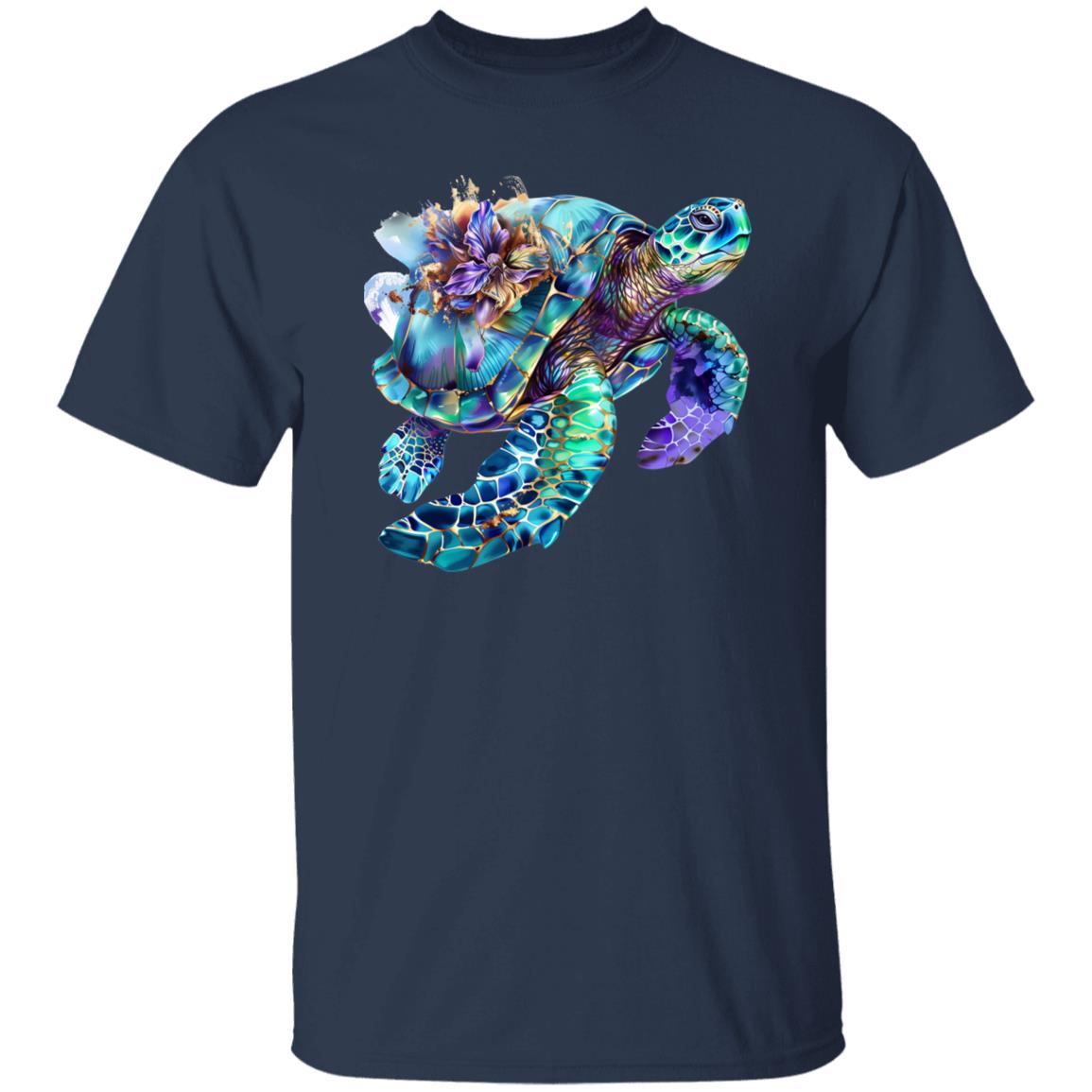 Turquoise Turtle T-Shirt gift Old swimming turtle deep sea Unisex tee Black Navy Dark Heather-Family-Gift-Planet