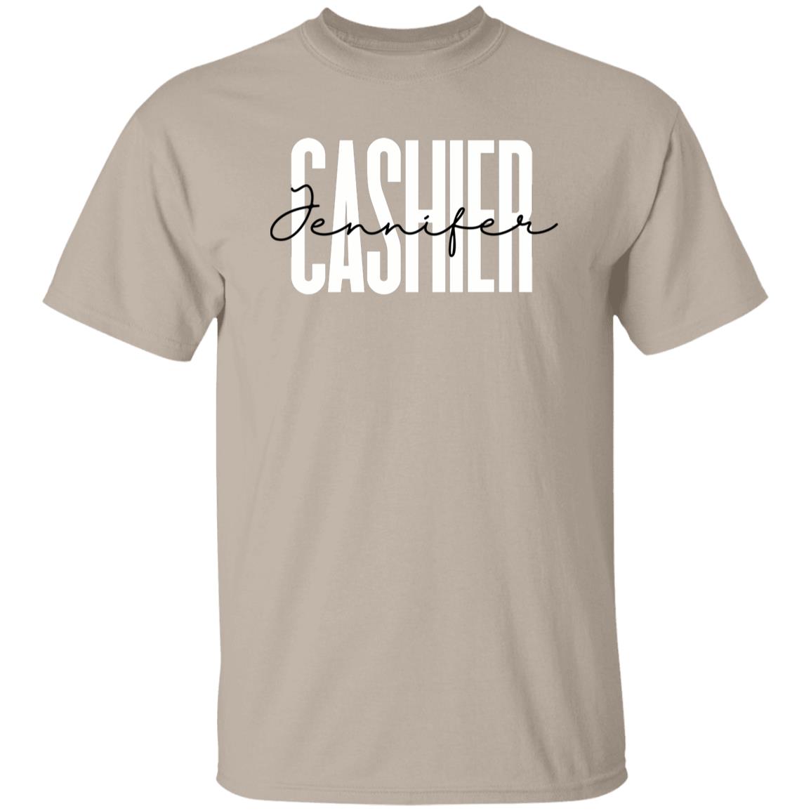 Personalized Cashier Unisex T-shirt Custom name store cashier Sand Blue Pink-Family-Gift-Planet