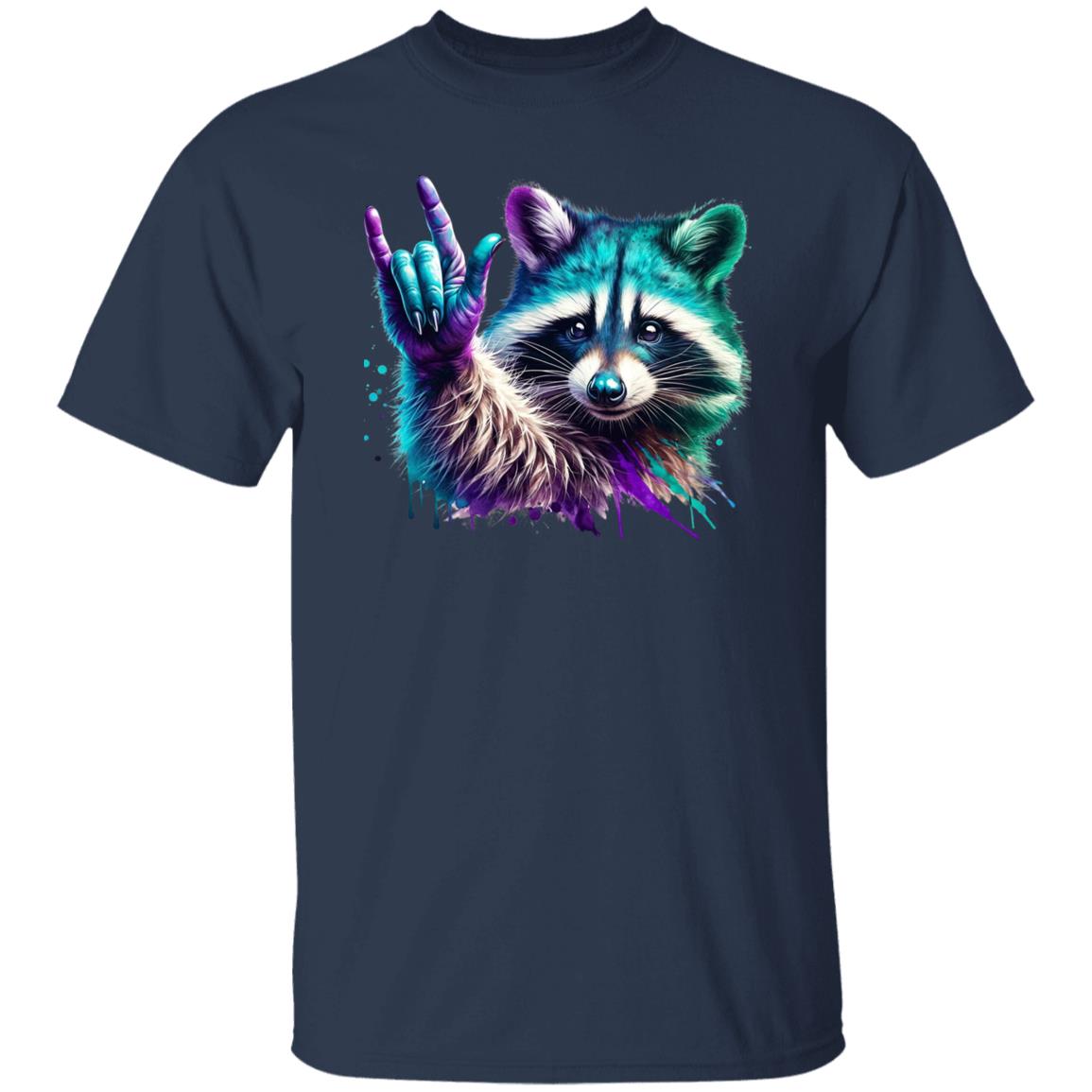 Cool Racoon T-Shirt gift Neon Racoon top-star Unisex tee Black Navy Dark Heather-Family-Gift-Planet