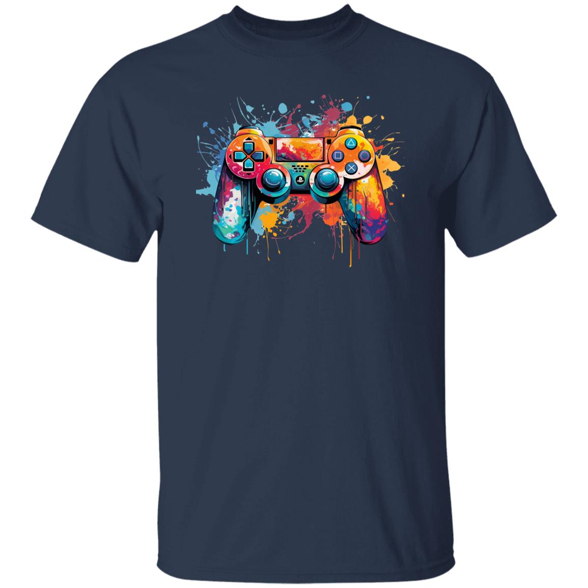 Game console Color Splash Unisex T-shirt gamer tee Black Navy Dark Heather-Family-Gift-Planet