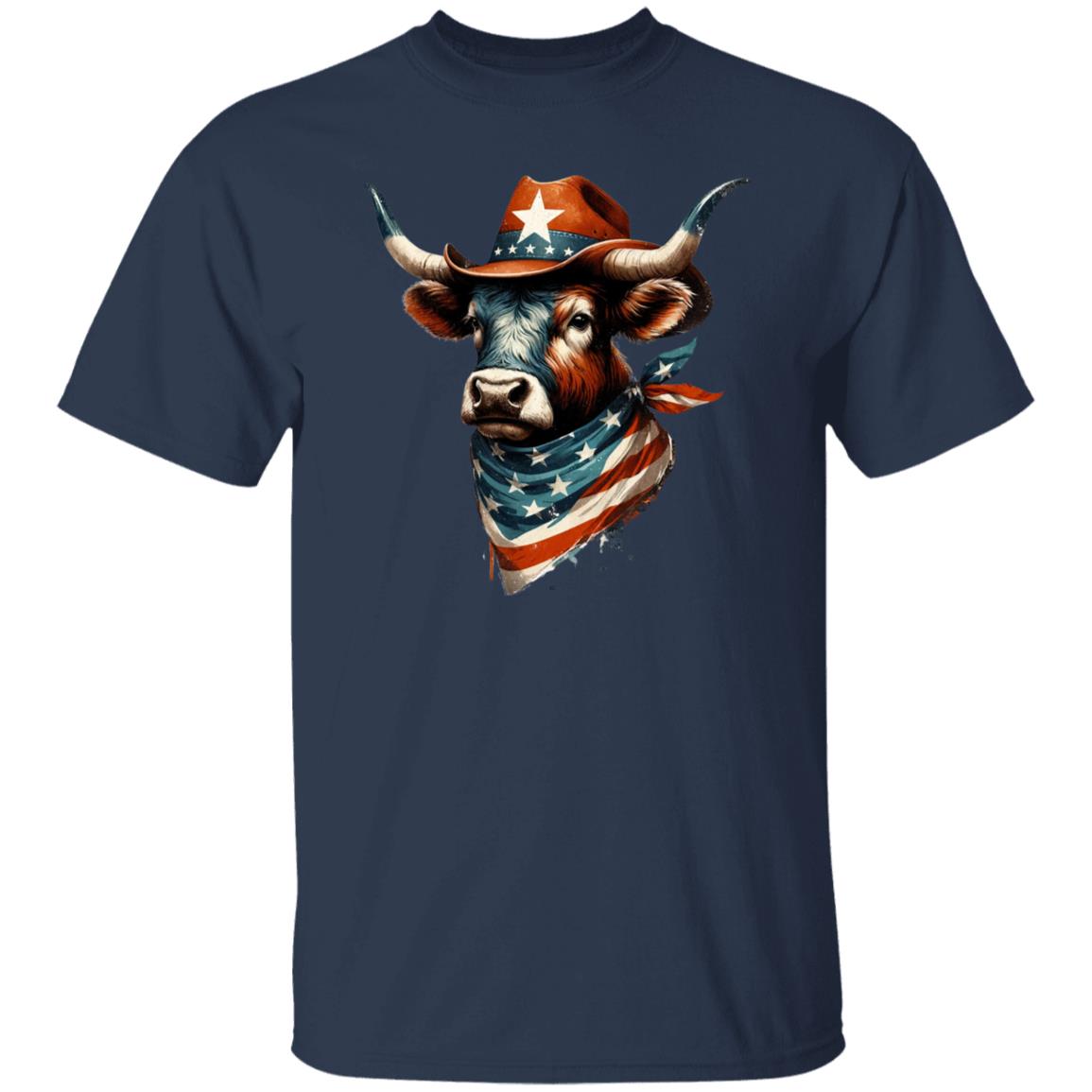 Texas Bull Unisex Tshirt Texas flag American flag patriotic tee Black Navy Dark Heather-Family-Gift-Planet