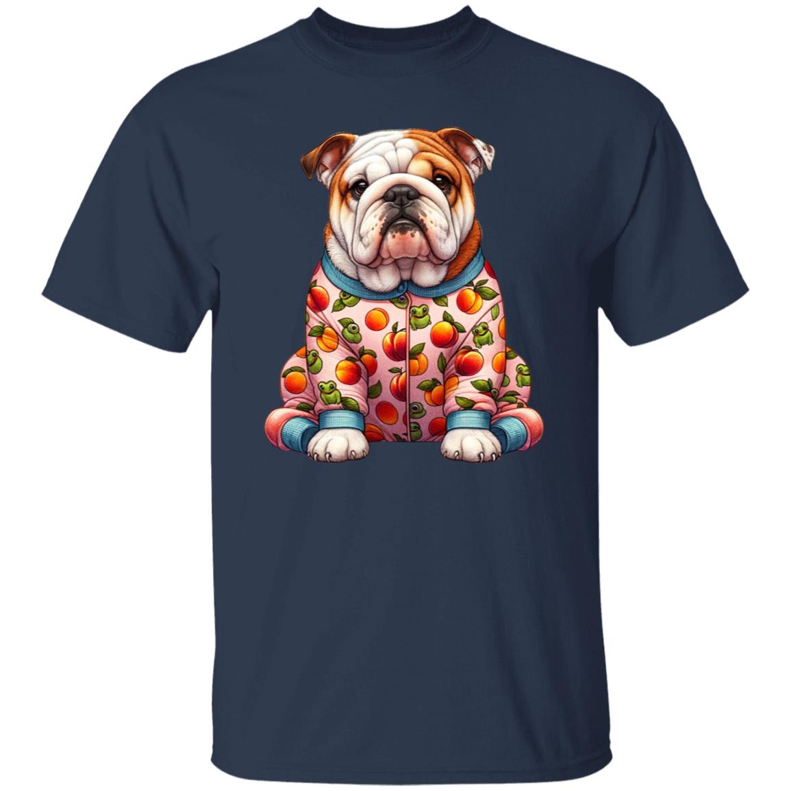 Bulldog in pajama T-Shirt gift Bulldog mama Unisex tee Black Navy Dark Heather-Family-Gift-Planet