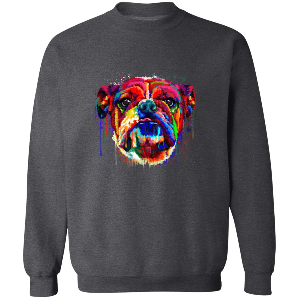 Splash color Bulldog dog Unisex Crewneck Sweatshirt Abstract pet design-Family-Gift-Planet