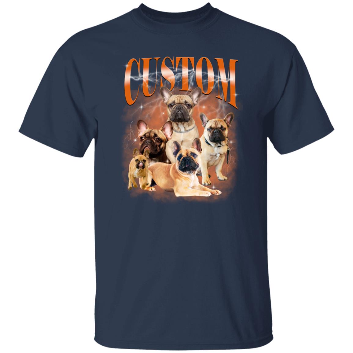 Custom Bulldog mom Unisex T-Shirt Your pictures Bulldog dog tee Black Navy Dark Heather-Family-Gift-Planet