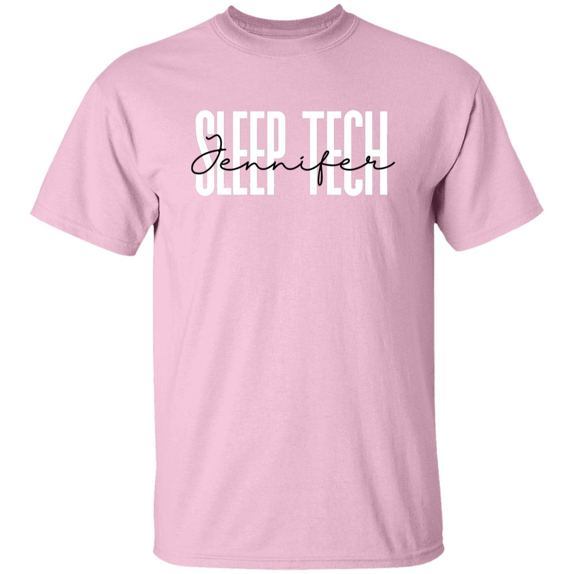 Personalized Sleep Tech T-shirt gift Custom name Sleep Technologist Unisex Tee Sand Pink Light Blue-Family-Gift-Planet