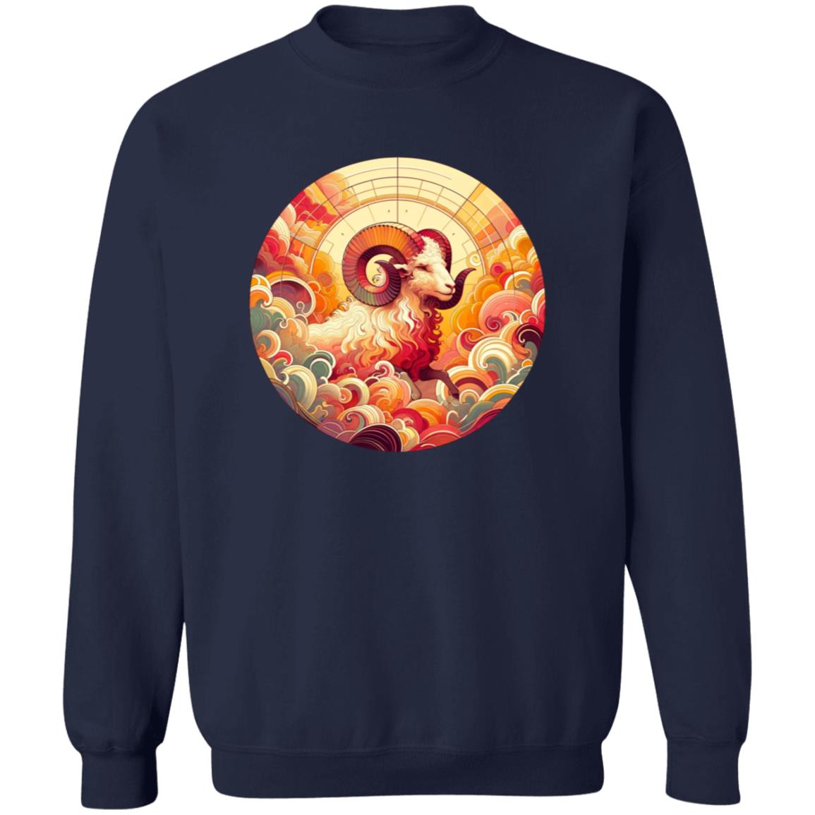 Aries Zodiac sign artistic Unisex Sweatshirt Black Navy Dark Heather-Family-Gift-Planet