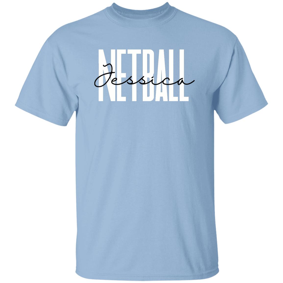 Personalized Netball T-Shirt gift Custom name Netball Player Netball mama Unisex Tee Sand Pink Blue-Family-Gift-Planet