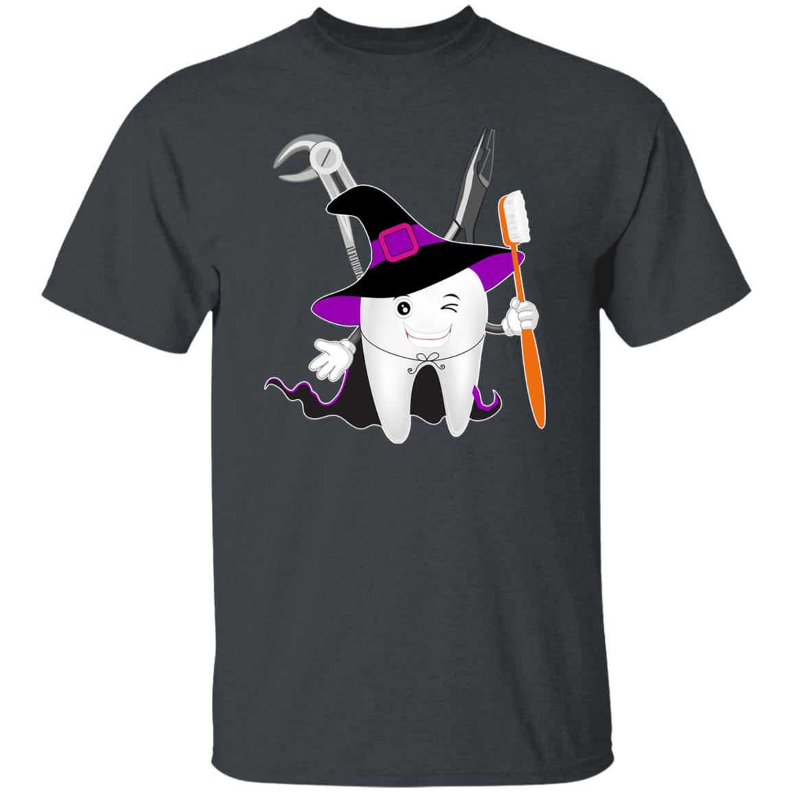 Dentist Halloween Unisex T-Shirt Funny Cute childish tooth wizard tee Black Dark Heather-Family-Gift-Planet