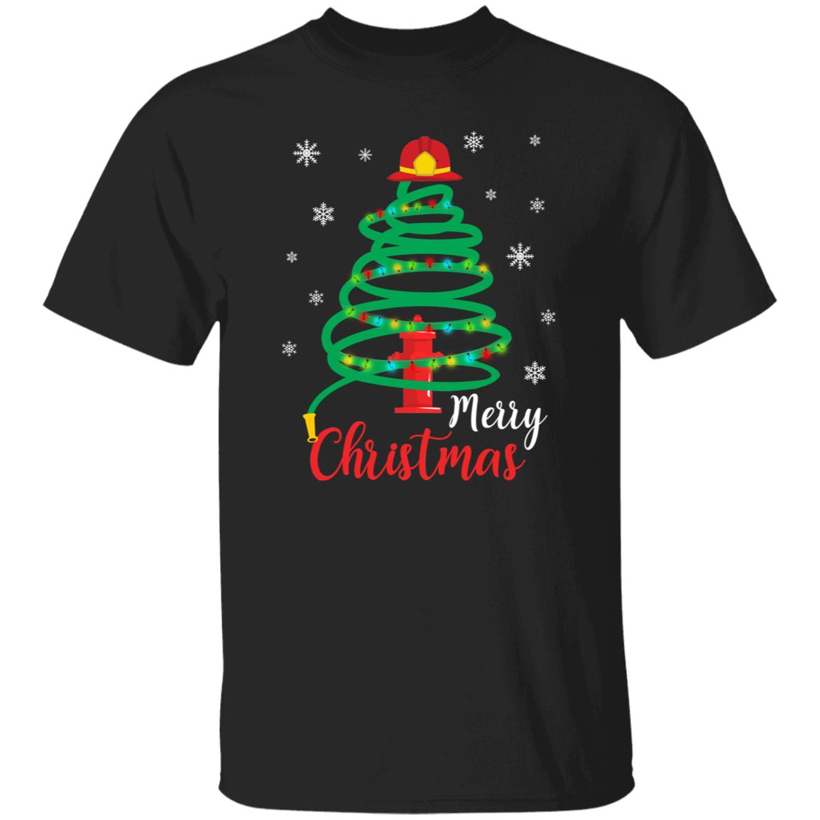 Firefighter Christmas tree Unisex shirt firefighter Holiday tee Black Dark Heather-Family-Gift-Planet