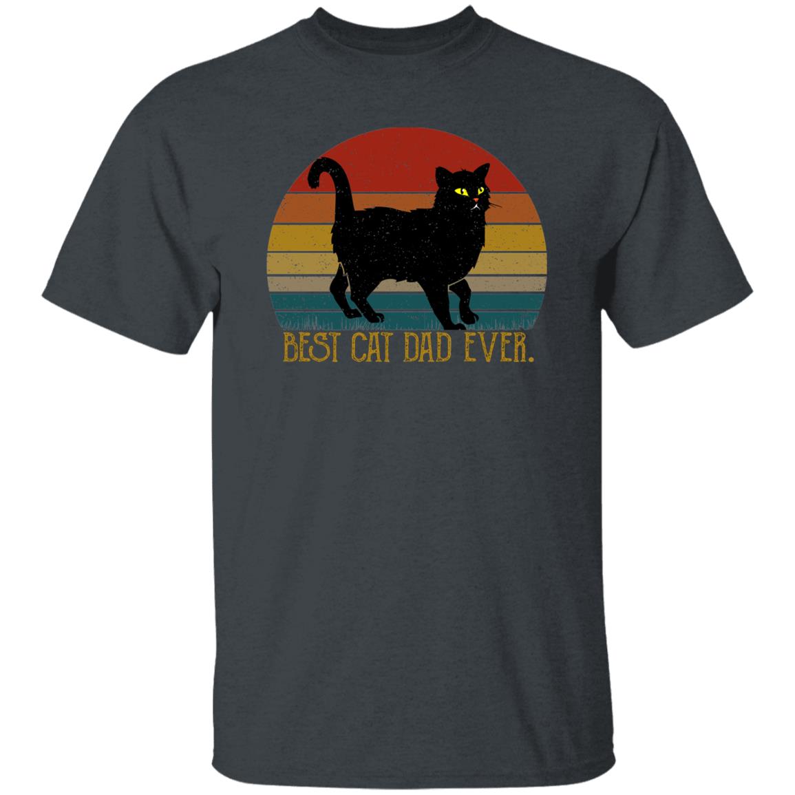 Best Cat Dad Ever T-Shirt gift Retro black cat Cat dad Unisex Tee Black Navy Dark Heather-Dark Heather-Family-Gift-Planet