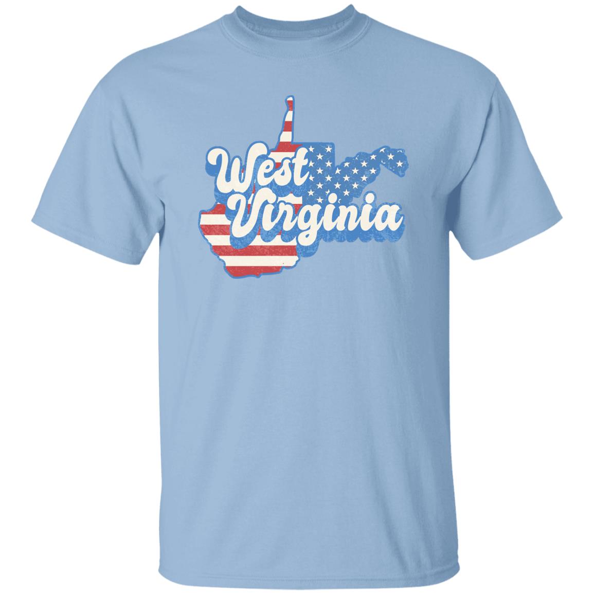 West Virginia US flag Unisex T-Shirt American patriotic WV state tee White Ash Blue-Light Blue-Family-Gift-Planet