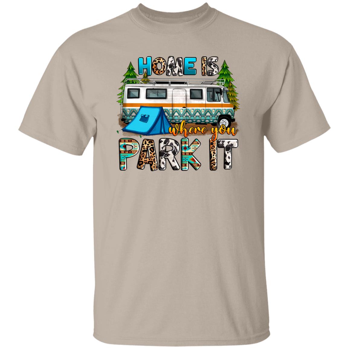 Home is where you park it T-Shirt gift Camping Caravan camper Unisex tee Sand White Sport Grey-Family-Gift-Planet