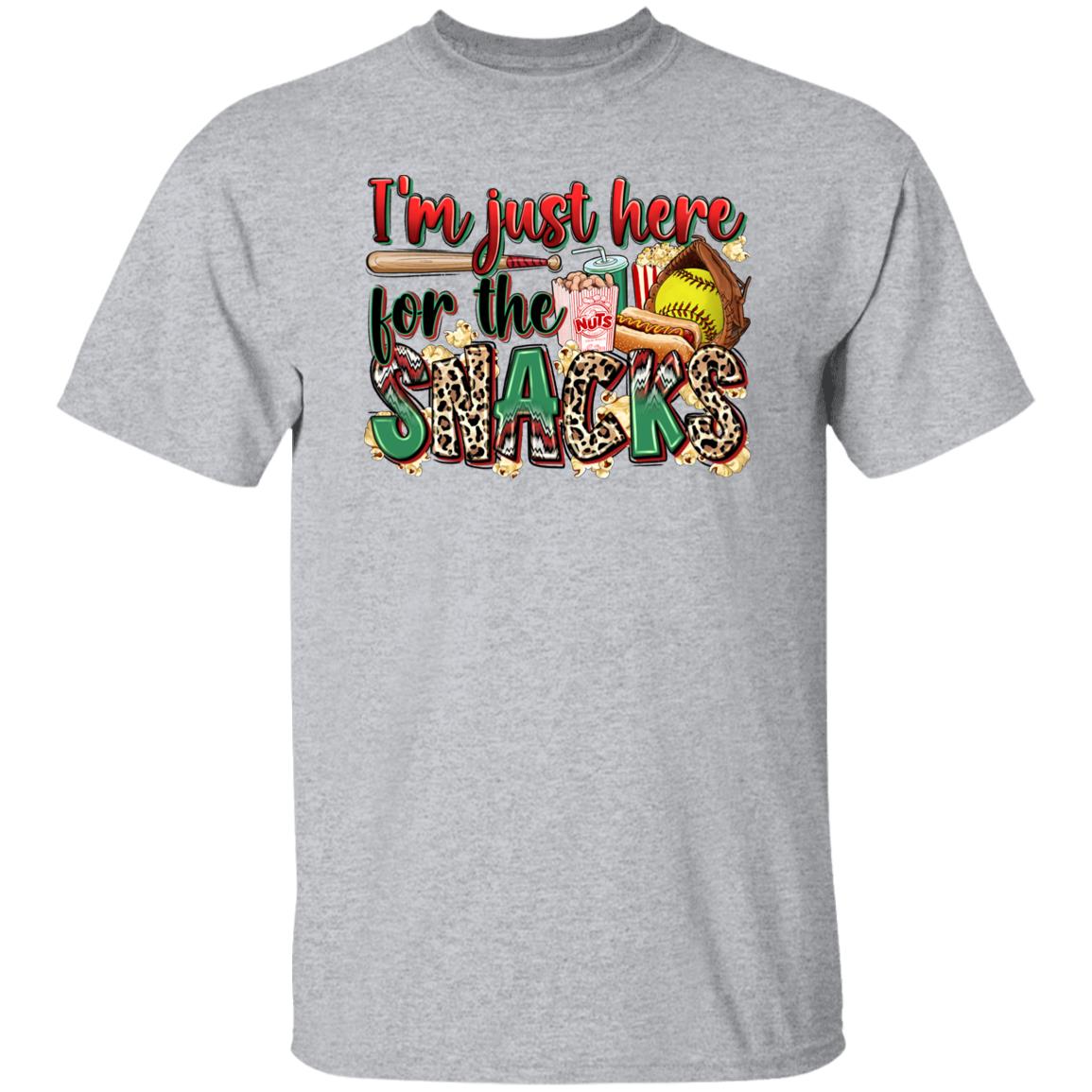 Softball Cheer T-Shirt Softball mama I'm just here for the snacks Unisex Tee Sand White Sport Grey-Family-Gift-Planet