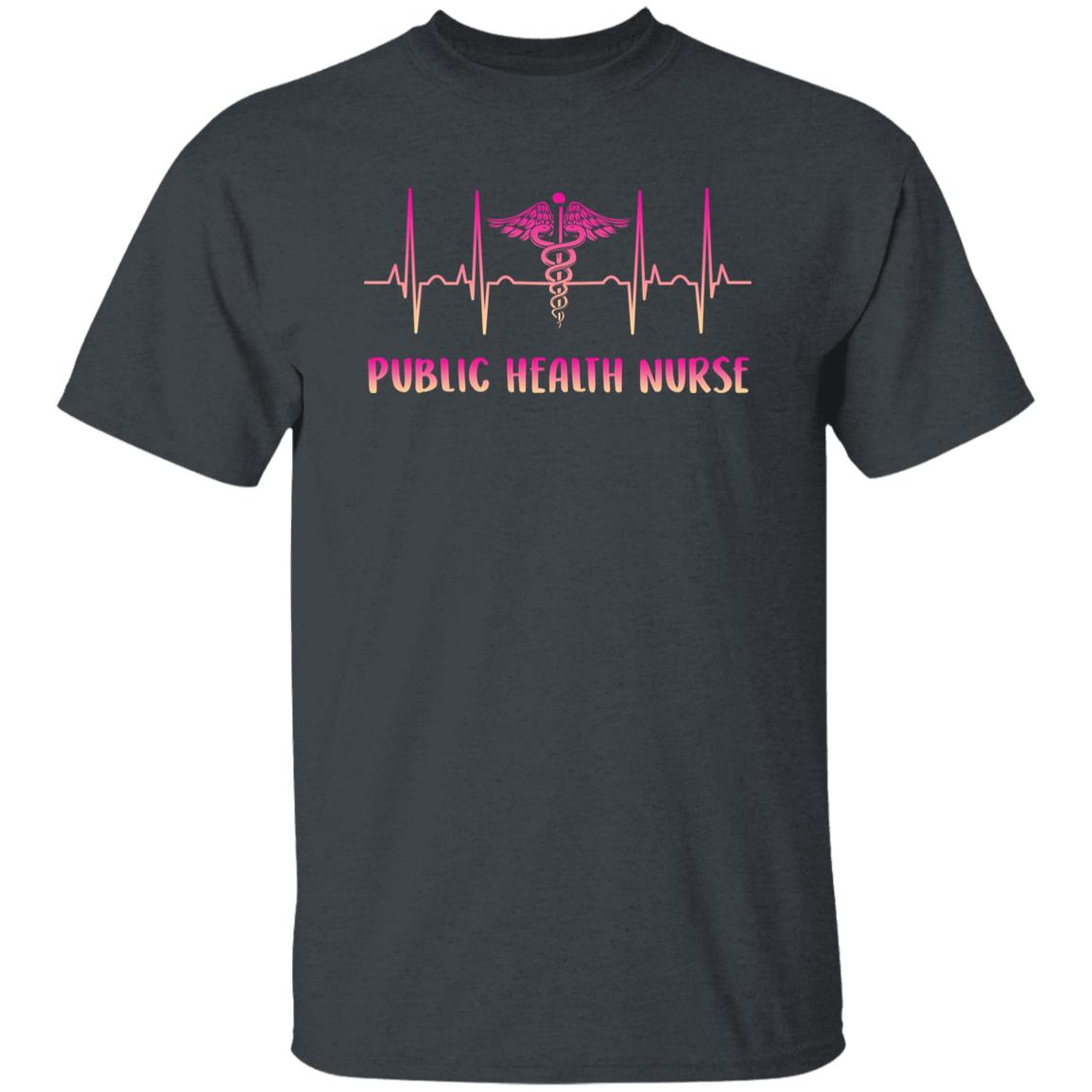 Public health nurse Heartbeat T-Shirt Epidemiology public health RN heart beat Unisex Tee Black Navy Dark Heather-Family-Gift-Planet