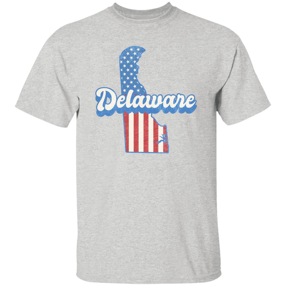 Delaware US flag Unisex T-Shirt American patriotic DE state tee White Ash Blue-Ash-Family-Gift-Planet