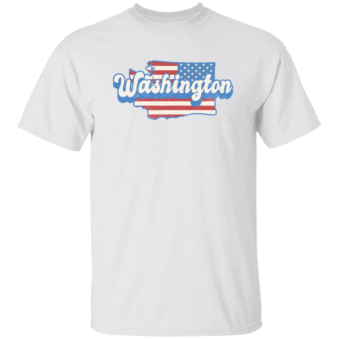 Washington US flag Unisex T-Shirt American patriotic WA state tee White Ash Blue-White-Family-Gift-Planet
