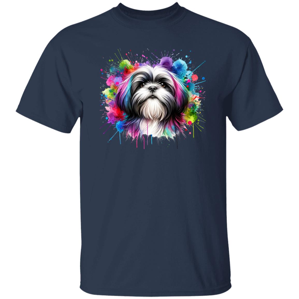 Shih Tzu dog mom Color Splash Unisex T-shirt Black Navy Dark Heather-Family-Gift-Planet