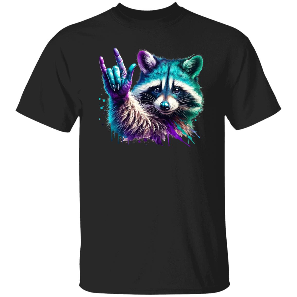 Cool Racoon T-Shirt gift Neon Racoon top-star Unisex tee Black Navy Dark Heather-Family-Gift-Planet