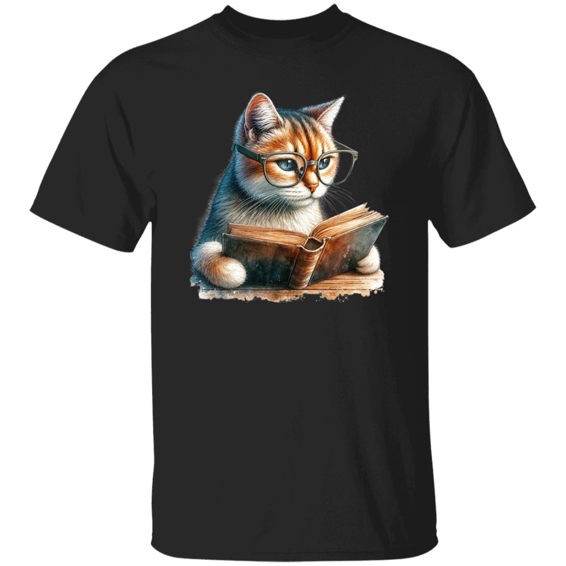 Cat reading book T-Shirt Reader book worm reading teacher Unisex tee Black Navy Dark Heather-Family-Gift-Planet