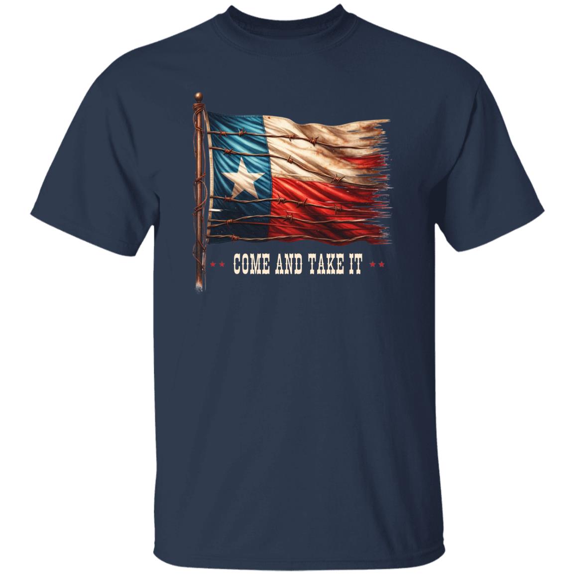 Come and Take it Support Texas Unisex Tshirt Texas flag tee Black Navy Dark Heather-Family-Gift-Planet