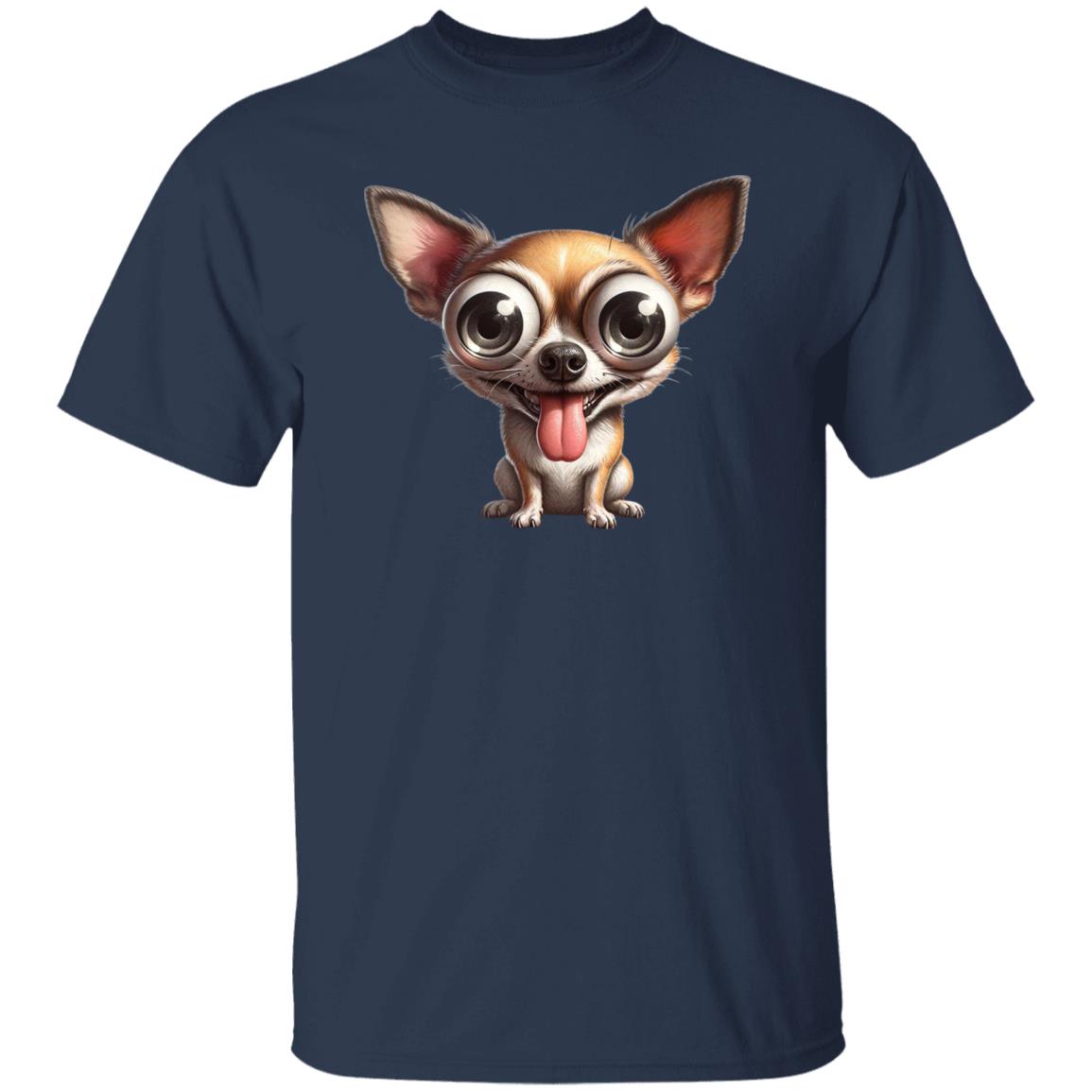 Funny Chihuahua dog T-Shirt gift Small Dog Big eyes dog lover Unisex tee Black Navy Dark Heather-Family-Gift-Planet